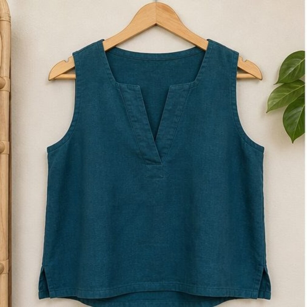 Teal V Neck Top